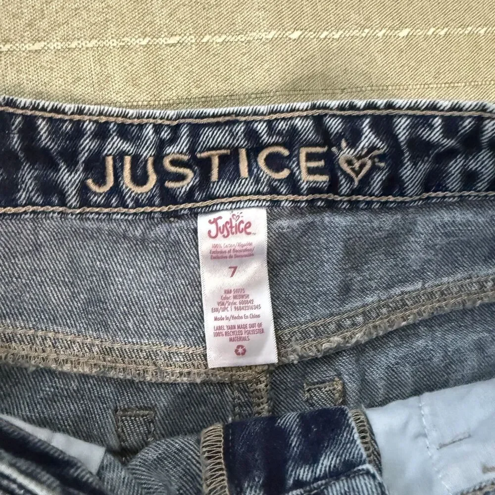 Justice Girls Blue Jean Shorts Size 7 Great Condition